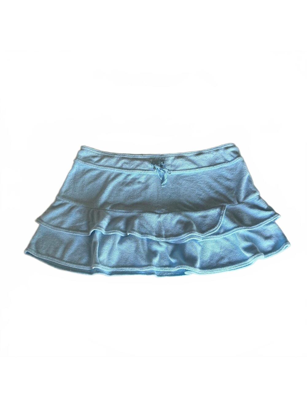 Sonoma Coquette Mermaid Surf Terrycloth Light Blue Ruffle Mini Skirt Size Large